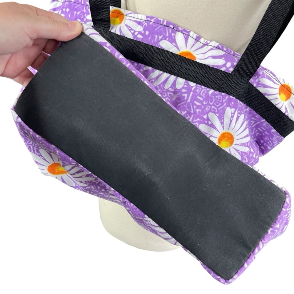 BLUE SKY Cottagecore‎ Boho Lavender Daisy Print Zip Closure Tote Bag - Picture 5 of 10